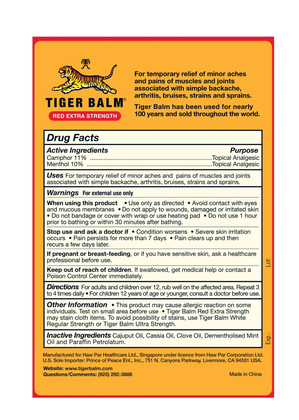 Tiger Balm Red Extra Strength လိမ်းဆေး