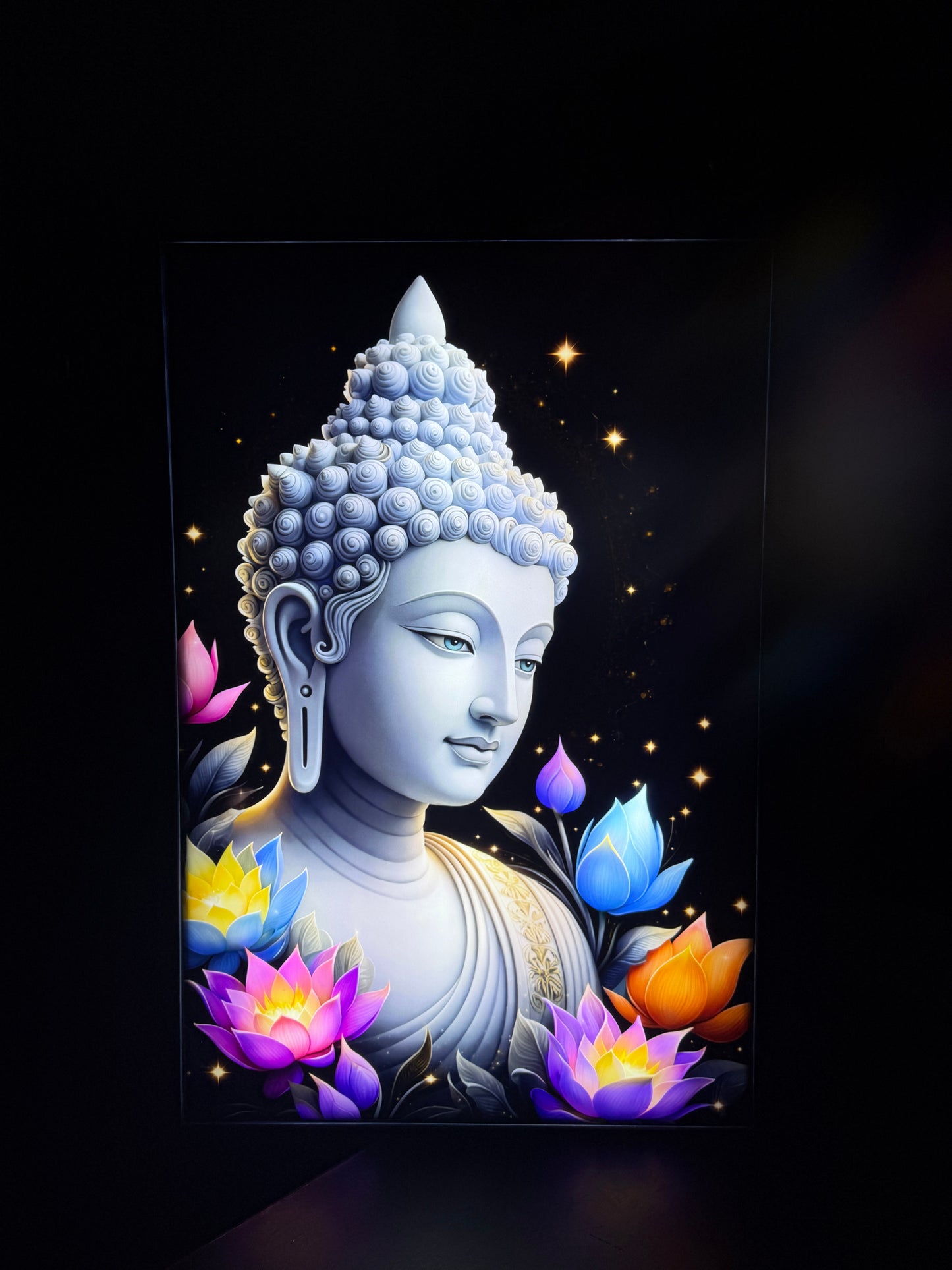 BD ဘုရားပုံတော် / ဗုဒ္ဓပုံတော် (L16*H24 Inches) မီးပါ