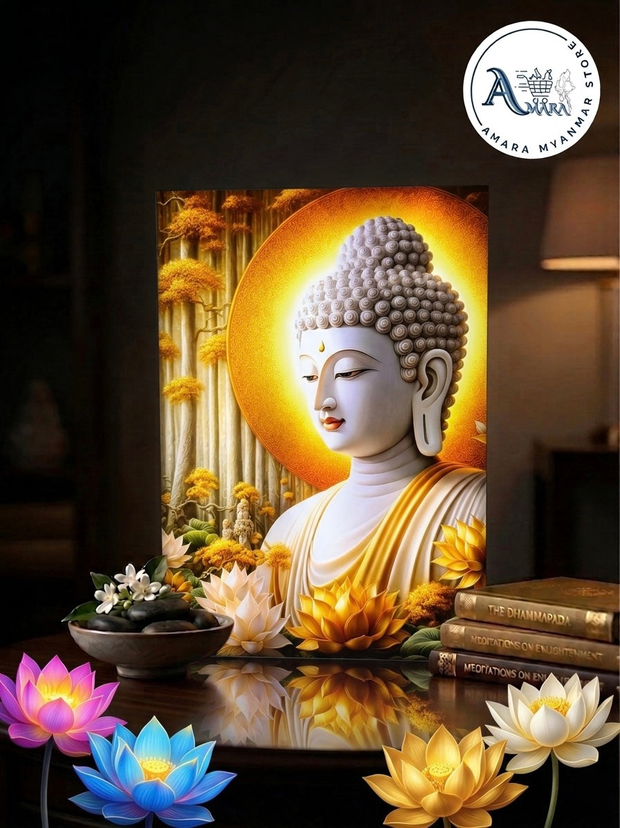 BD ဘုရားပုံတော် / ဗုဒ္ဓပုံတော် (L16*H24 Inches) မီးပါ