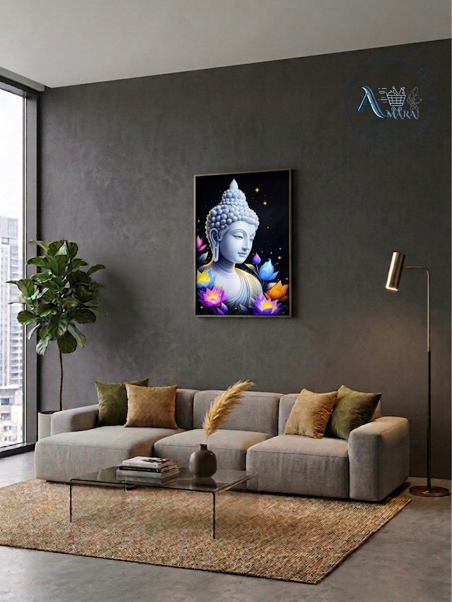BD ဘုရားပုံတော် / ဗုဒ္ဓပုံတော် (L16*H24 Inches) မီးပါ